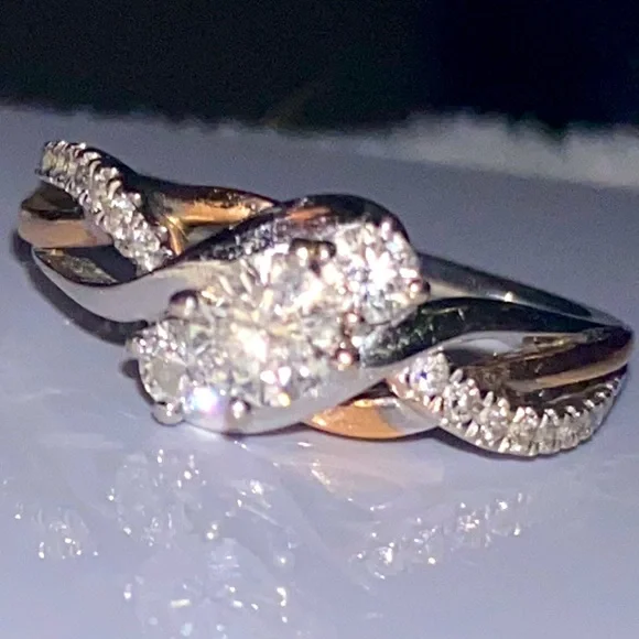 GORGEOUS 14k White and Rose Gold KAY JEWELERS Diamond Engagement
